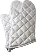 Silver Oven Mitts, Quilted Cotton Lining 13 Inch Oven Gloves, Heat Resistant by ARCLIBER
