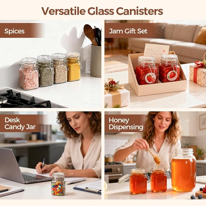 ComSaf Set of 6 Square Glass Jars - Image 7