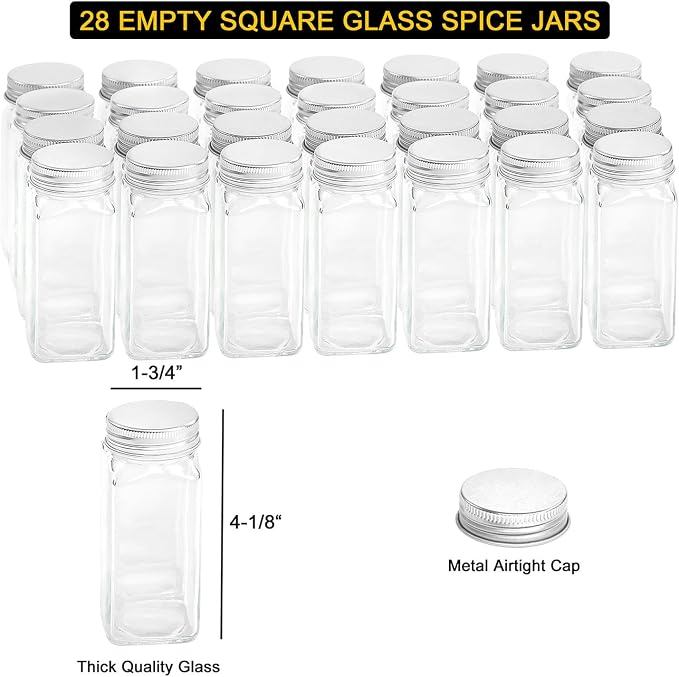SpaceAid Spice Rack with 24 Spice Jars, 386 Spice Labels, Chalk Marker and - Image 4