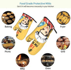 Cute Yellow Retro Chef Humorous Oven Mitts & Pot Holders Set of 3, Heat - Image 7