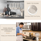 Silicone Kitchen cooking Utensils Set, AIKKIL 43 Pcs Heat Resistant Khaki - Image 6