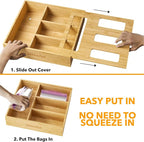 SpaceAid Bag Storage Organizer for Kitchen Drawer, Bamboo Organizer, Compatible - Image 5