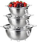 3 Pcs Stainless Steel Colander Strainer Set Metal Colander by TINSKY