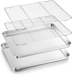 TeamFar Baking Sheet with Rack, 17.6 x 13 x 1 inch Stainless Steel Baking Pan by TeamFar