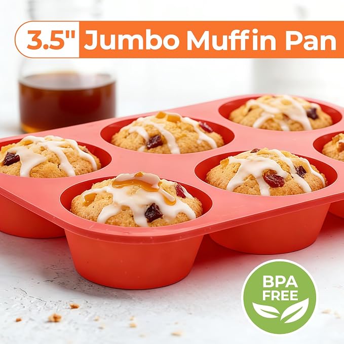 Jumbo Muffin Pan, 3.5 Inch Large Muffin Pan 6 Cup Silicone Jumbo Cupcake Tin - Image 2