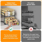 Spice Rack Organizer for Cabinet, 2 Tier Vertical Pull Out Spice Rack – Heavy - Image 8