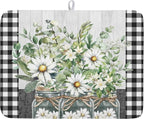 Spring Summer Daisy Floral Dish Drying Mat by Kawani
