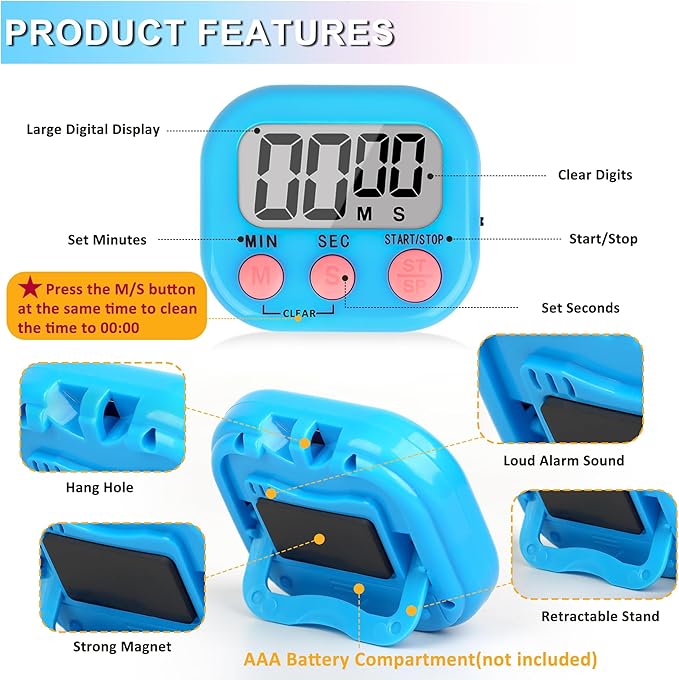 ZILLEEN Classroom Timer for Kids Teachers 6 Pack Digital Timers - Image 7