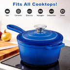 1 Quart Saucepan with Lid, Leonyo Enameled Cast Iron Dutch Oven Pot, Non Stick - Image 6