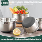 Umite Chef Mixing Bowls with Airtight Lids，6 piece Stainless Steel Metal - Image 2