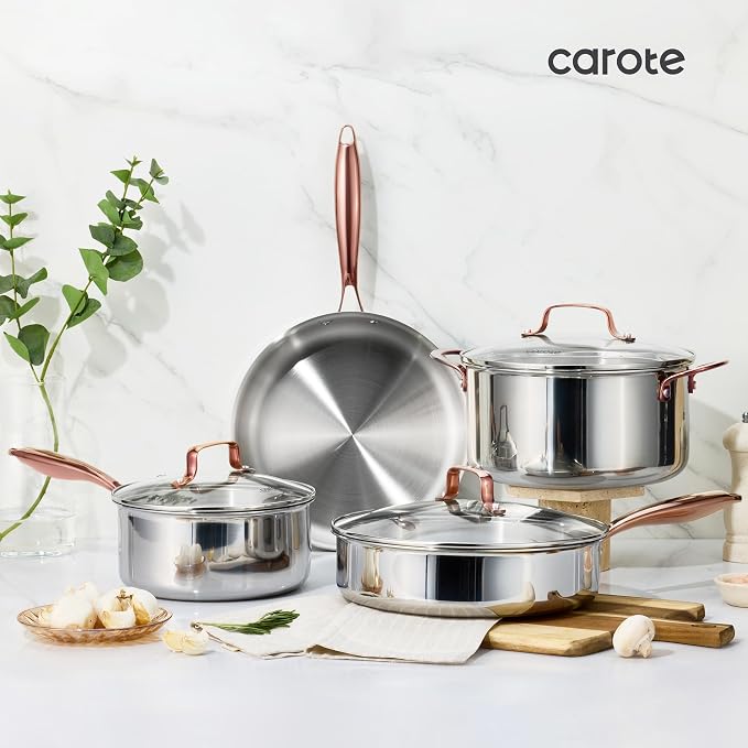 CAROTE 10" Tri-Ply Stainless Steel Deep Frying Pan - Image 8