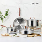 CAROTE 10" Tri-Ply Stainless Steel Deep Frying Pan - Image 8