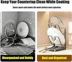 Pot Lid Organizer Rack, Stainless Steel Kitchen Pot Lid Holder & Storage Rack - Image 3
