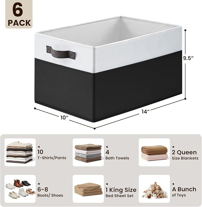 Criusia 6 Pack Closet Organizers and Storage Bins, Cute Dorm Room Essentials - Image 2