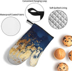Blue and Gold Watercolor Abstract Oven Mitts and Pot Holder Sets of 3, Non-Slip - Image 6