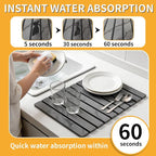 Stone Dish Drying Mat for Kitchen Counter, Foldable Water Absorbing - Image 2