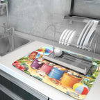 Lovely Cat Dish Drying Mat for Kitchen Counter Holiday Beach Absorbent Coffee - Image 5
