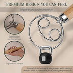 13-Inch Danish Dough Whisk, Wooden Handle - Image 6