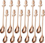 Rose Gold Tulip/Rose Handle 12-Pcs Mini Coffee Spoons Set by SGvrPvz