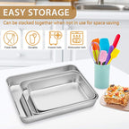 E-far Baking Pans Set of 3, Stainless Steel Sheet Cake Pan - Image 7
