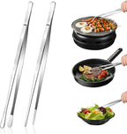 12-Inch Stainless Steel Kitchen Tongs Set, Straight & Round Edge Cooking by HomePage