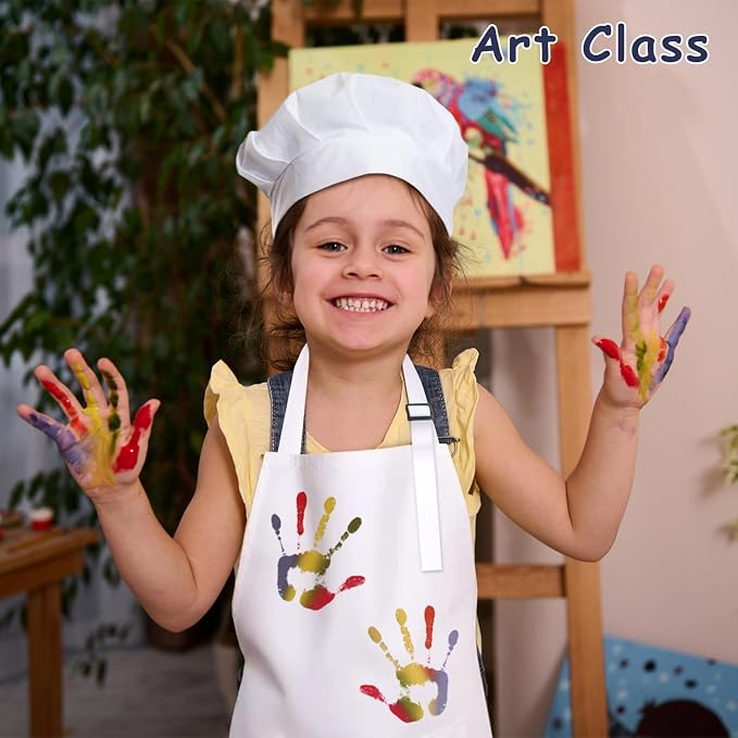 Kids Apron and Chef Hat Set, 30 Pieces Boys Girls Kids Apron - Image 7