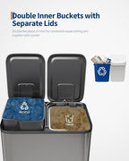 Garvee 2-in-1 Kitchen Trash and Recycle Combo, 30L Stainless Steel Step Trash - Image 4