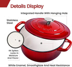 EDGING CASTING Enameled Cast Iron Dutch Oven, 5.5 Quart, Round Dutch Ovens Pot - Image 4