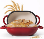 2 QT Oval Dutch Oven for Bread Baking, Enamelled Cast Iron Bread Oven for by Fijinhom