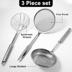 Spider Strainer & Skimmer Spoon Set, 3-Piece Stainless Steel Ladle Metal Wire - Image 2