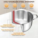 Tri-Ply Stainless Steel Stock Pot, 12 Quart Heavy Duty Induction Cooking Pot - Image 4