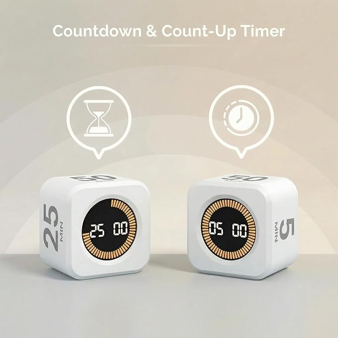 2 Pack - KADAMS Pomodoro Cube Timer Productivity Visual Timer - 5/10/25/50 Min - Image 4