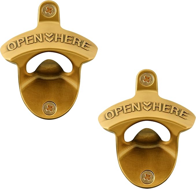 Aintque Gold Bottle Opener Wall Mounted Stainless, Mountable Beer Cap Opener by Wallmountedbottleopener