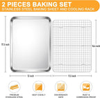 E-far Baking Sheet with Wire Rack Set, 17.6” x 13” Stainless Steel Cookie Sheet - Image 2