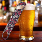 Skull and Flowers Stainless Steel Bottle Opener Day of The Dead Skull Red Peony - Image 5