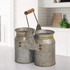 Set of 2 Rustic Galvanized Utensil Holders - Image 3