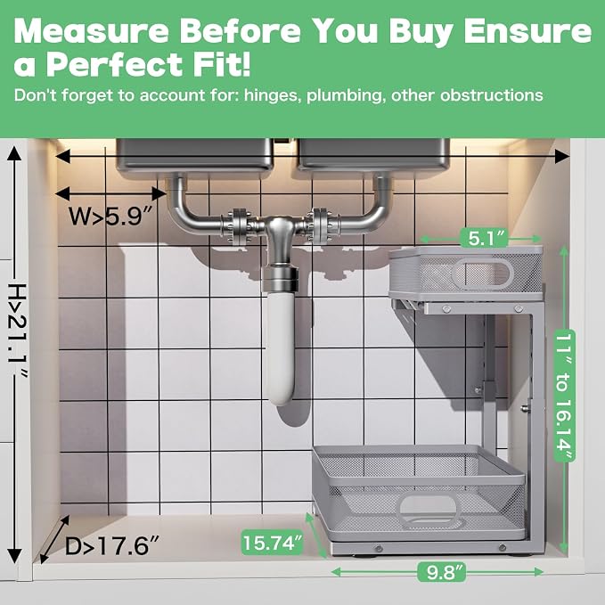 Under Sink Organizer, High Adjustable 2 Tier Under Sink Organizers and Storage - Image 8