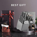 18 Pieces Damascus Kitchen Knife Set, 8 Piece Steak Knives, Non-slip ABS - Image 9