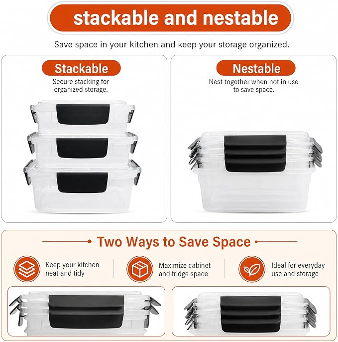 YORY 9 cup Plastic Food Storage Containers - Image 4