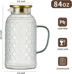 Buaic Glass Pitcher with Lid, 2 PACK 84 oz/2.5L Liter Vintage Water Pitcher - Image 2
