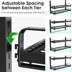 19"- 30" Expandable Hanging Pot Rack, 2 Tier Heavy Duty Wall Mounted Pots and - Image 3