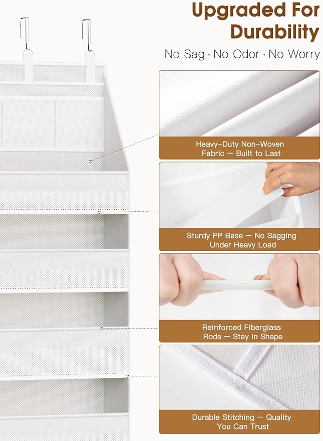 Criusia Over the Door Organizer, Heavy-Duty 6-Shelf Hanging Storage - Image 3