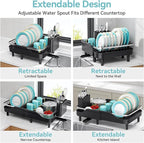 Urackify Expandable Dish Rack for Kitchen Counter, 16.14"-23.62" Large - Image 4