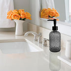 Grey Glass Soap Dispenser with Black Plastic Pump, 13.5oz Refillable Liquid - Image 4