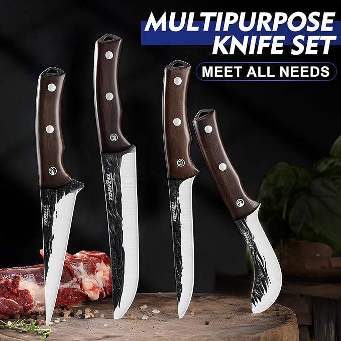 Topfeel 4PCS Hand Forged Butcher Knife Set - Image 3