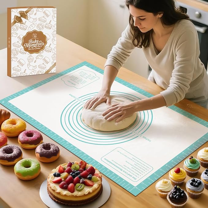 Non Stick Silicone Pastry Mat for Dough Rolling, Silicone Baking Mat by MimekitchenKitchenHelper