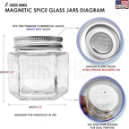 20 Pack Magnetic Spice Jars Large 4 oz Refrigerator Hexagon Glass Spice Jars - Image 3