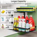 Kitstorack Under Sink Organizer, 2 Tier Under the Sink Storage, Slide out Pull - Image 3