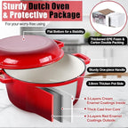P&P CHEF 5Qt Dutch Oven Pot for Bread Baking, 2 In 1 Round Cast Iron Dutch Oven - Image 4