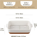 MALACASA Baking Dish with Rack, 4.8 Qt Ceramic Roasting Pan with Stainless - Image 2